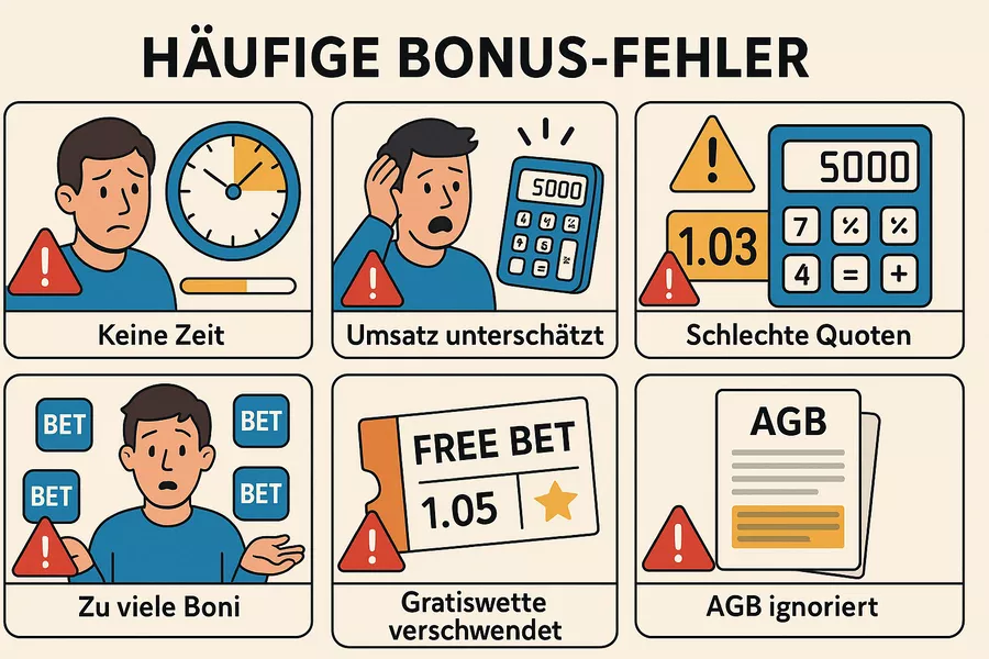 Häufige Bonus-Fehler vermeiden - Die 6 teuersten Fehler beim Bonusfreispielen