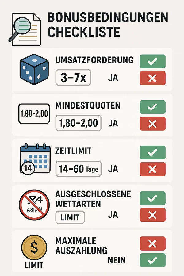 Bonusbedingungen Checkliste - Die 5 kritischen Punkte im Kleingedruckten erkennen