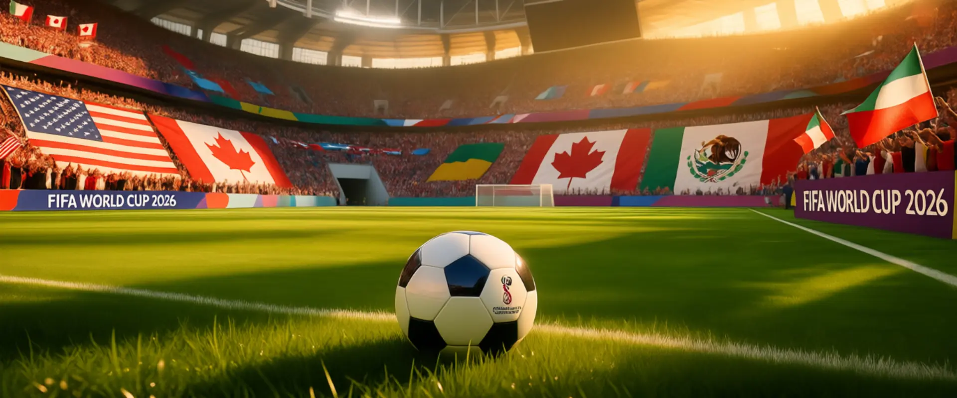 FIFA Weltmeisterschaft 2026 Stadion bei Sonnenuntergang