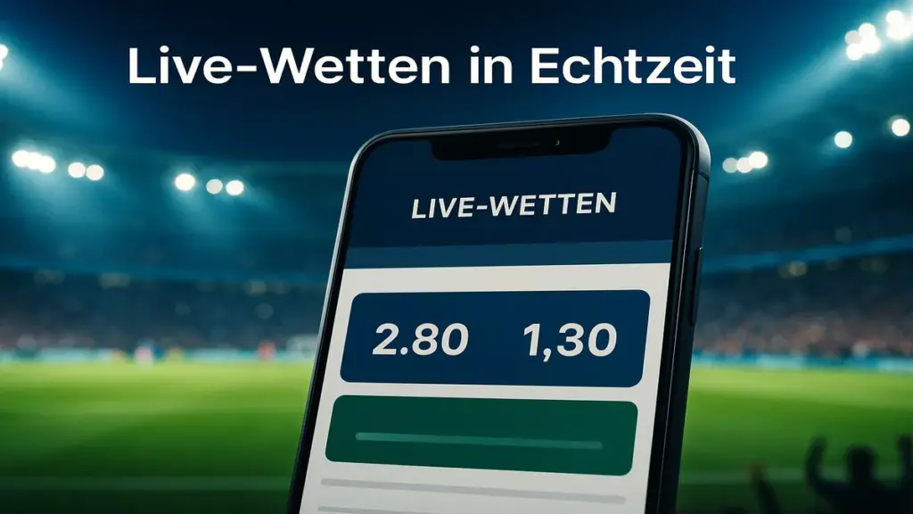 Live-Wetten auf dem Smartphone während WM 2026 Spiel mit Echtzeit-Quoten im Stadion
